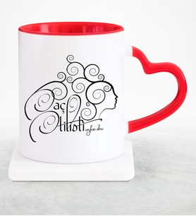 BK Gift Kişiye Özel Mesleki Saç Stilisti Kırmızı Kalpli Kupa Bardak  1