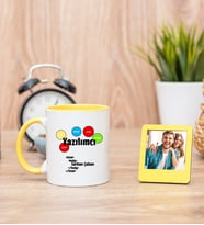 Yazılımcı Sarı Kupa Bardak ve Sarı Mini Fotoğraf Çerçevesi