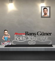 Kişiye Özel Sporcu Karikatürlü Kolay Yetişmiyor Ahşap Biblo Bay-8