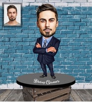 Kişiye Özel İş Adamı Karikatürlü Ahşap Biblo Bay-12