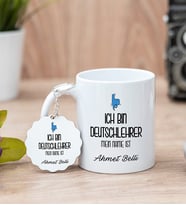 Erkek Almanca Öğretmeni Beyaz Kupa Bardak Ve Anahtarlık Set