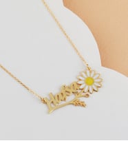 Kişiye Özel Papatya Gümüş Kolye (Gold)