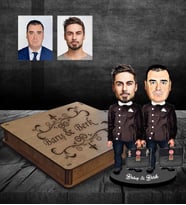 Kişiye Özel  Seksenler Siyah Önlük Karikatürlü Ahşap Biblo Kutulu  Erkek Arkadaş-1