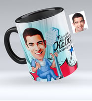 BK Gift Kişiye Özel Bay Diş Hekimi Karikatürlü Siyah Kupa Bardak  2