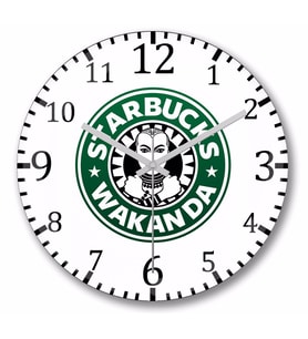Starbucks Wakanda Duvar Saati Bombeli Gercek Cam
