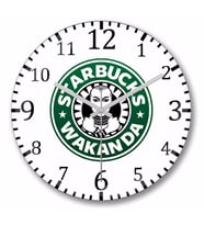 Starbucks Wakanda Duvar Saati Bombeli Gercek Cam