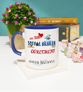 Mesajlı Sosyal Bilgiler Öğretmeni Kupa Bardak Lacivert