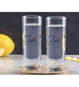 BK Gift Kişiye Özel Renkli Baskılı Mânâ Aşık Tasarımlı İkili Vodka Bardağı-1 (Beyaz)