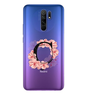 Pembe Çiçekli Harf Tasarım Süper Şeffaf Silikon Telefon Kılıfı Xiomai Redmi 9 Ç-