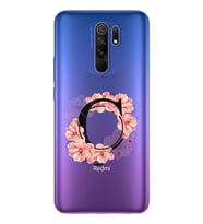 Pembe Çiçekli Harf Tasarım Süper Şeffaf Silikon Telefon Kılıfı Xiomai Redmi 9 Ç-