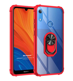 Microsonic Huawei Y6s 2019 Kılıf Grande Clear Ring Holder Kırmızı