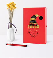 BK Gift Kişiye Özel Yılbaşı Mutlu Yıllar Temalı Kırmızı Defter Kalem Seti - 8