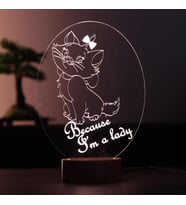 Kedi Led Masa Lambası Doğum Günü Hediyesi Gece Lambası Ahşap Taban 7 Farklı Işık Renkli