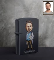 Kişiye Özel Doktor Karikatürlü UV Baskılı Siyah Benzinli Çakmak Bay-5