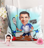 BK Gift Kişiye Özel Bay Tenis Oyuncusu Karikatürlü  Yastık