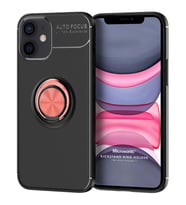 Microsonic Apple iPhone 11 Kılıf Kickstand Ring Holder Siyah Rose