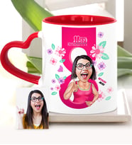BK Gift Kişiye Özel Kadınlar Günü Temalı Karikatür Kırmızı Kalpli Kupa Bardak  5