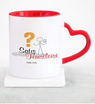 BK Gift Kişiye Özel Mesleki Satış Temsilcisi Kırmızı Kalpli Kupa Bardak