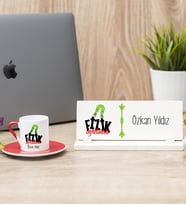 Fizik Öğretmeni Kırmızı Türk Kahvesi Fincanı Ve Masa İsimliği Hediye Seti