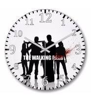 The Walking Dead Siyah Beyaz Duvar Saati Bombeli Gercek Cam
