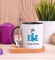 Ebe Ahşap Altlıklı Siyah Kupa Bardak