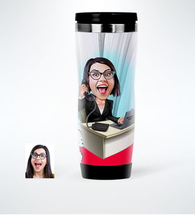 BK Gift Kişiye Özel Bayan Ceo Karikatürlü Çelik Termos Bardak  1