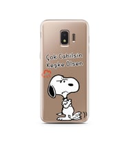 Snoopy Tasarımlı Süper Şeffaf Silikon Telefon Kılıfı Samsung J2 Core