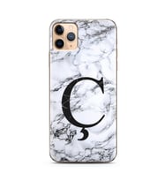 Iphone 11 Pro Max Beyaz Mermer Harf Tasarımlı Telefon Kılıfı Ç-Harfi 
