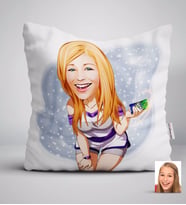 BK Gift Kişiye Özel Bayan Karikatürlü Beyaz Yastık-36