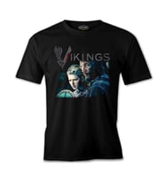 Vikings - Ragnar & Lagertha Siyah Erkek Tshirt