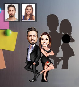 Kişiye Özel Sevgili Karikatürlü Ahşap Magnet Model 12