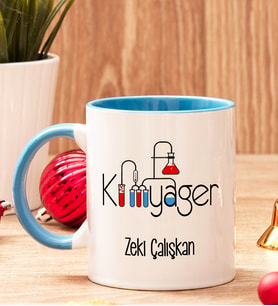 Kimyagere Hediye İçi Ve Kulpu Renkli Kupa Bardak