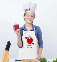 BK Gift Kişiye Özel Dünyanın En İyi Annesi Mutfak Önlüğü ve Aşçı Şapkası Seti - 12 (Beyaz)