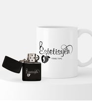 BK Gift Kişiye Özel Estetisyen Çakmak ve Kupa Seti