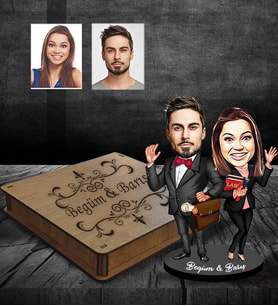 Kişiye Özel Avukat Arkadaş Karikatürlü Ahşap Biblo Kutulu Model-1