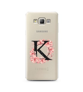 Pembe Çiçekli Harf Tasarım Süper Şeffaf Silikon Telefon Kılıfı Samsung A7 (2015)