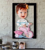 BK Gift Kişiye Özel Bebek Karikatürlü 3D Ahşap Tablo-4