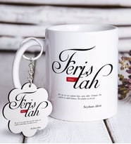 BK Gift Kişiye Özel Mânâ Feriştah Beyaz Kupa ve Anahtarlık Hediye Seti (Model 1)