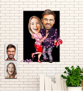 Kişiye Özel Çift Temalı Karikatür Ahşap Tablo