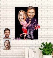 Kişiye Özel Çift Temalı Karikatür Ahşap Tablo