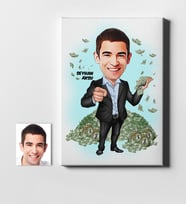 BK Gift Kişiye Özel Bay Bankacı Karikatür Kanvas Tablo 50x70cm 2