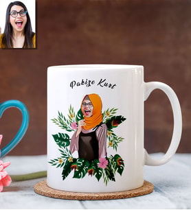 BK Gift Kişiye Özel Türbanlı Karikatür Beyaz Kupa Bardak 39b