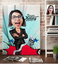 BK Gift Kişiye Özel Bayan Muhasebeci Karikatür Kanvas Tablo 70x100cm 2