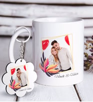 BK Gift Kişiye Özel İsimli Fotoğraflı Beyaz Kupa ve Anahtarlık Hediye Seti-27 (Model 1)