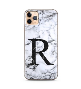 Iphone 11 Pro Beyaz Mermer Harf Tasarımlı Telefon Kılıfı R-Harfi 