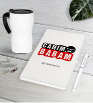 BK Gift Kişiye Özel Canım Babam Beyaz Defter Kalem Termos Mug Seti-6 (Model 1)