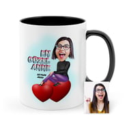 BK Gift Kişiye Özel En Güzel Anne Karikatür Siyah Kupa Bardak