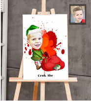 Kişiye Özel Yılbaşı Çocuk Karikatürlü Ahşap Tablo 30x47 Model-1