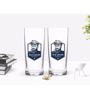 BK Gift Kişiye Özel Renkli Baskılı Denizci Tasarımlı İkili Rakı Bardağı Seti-1 (Beyaz)