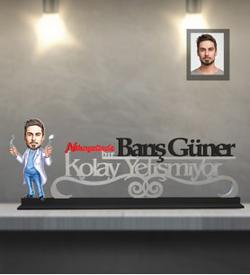 Kişiye Özel Diş Doktoru Karikatürlü Kolay Yetişmiyor Ahşap Biblo Bay-1